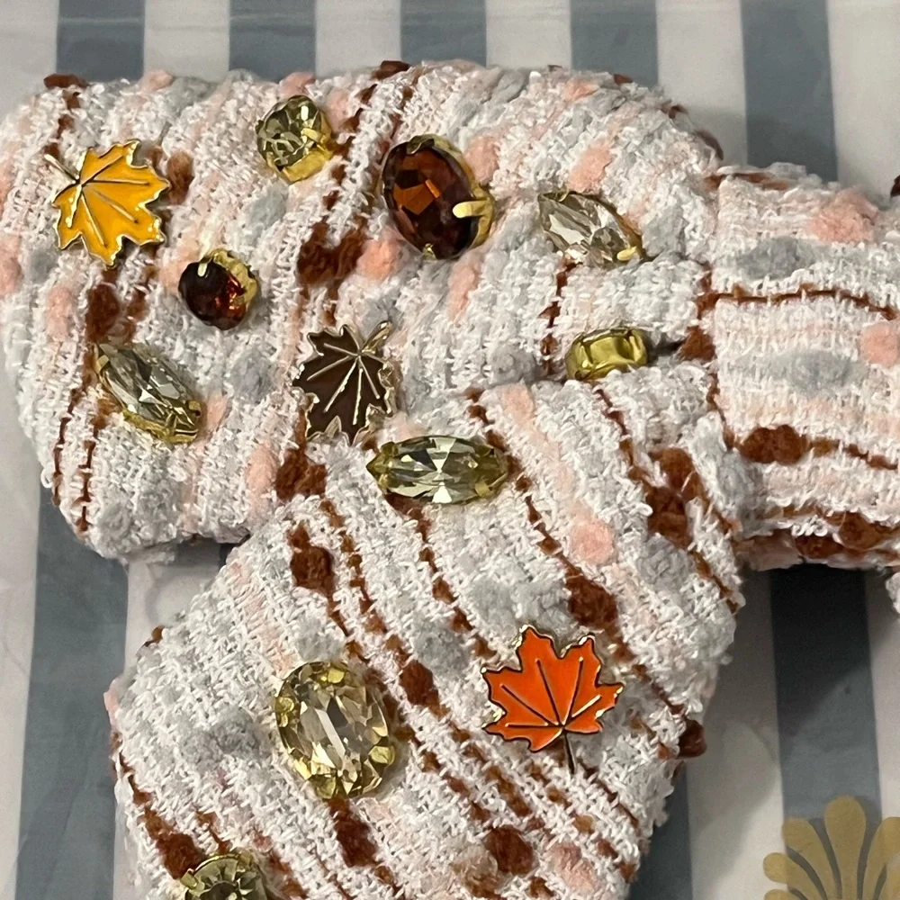 LELE SADOUGHI AUTUMN BOUCLE FALLING LEAVES CRYSTAL BOW BARRETTE